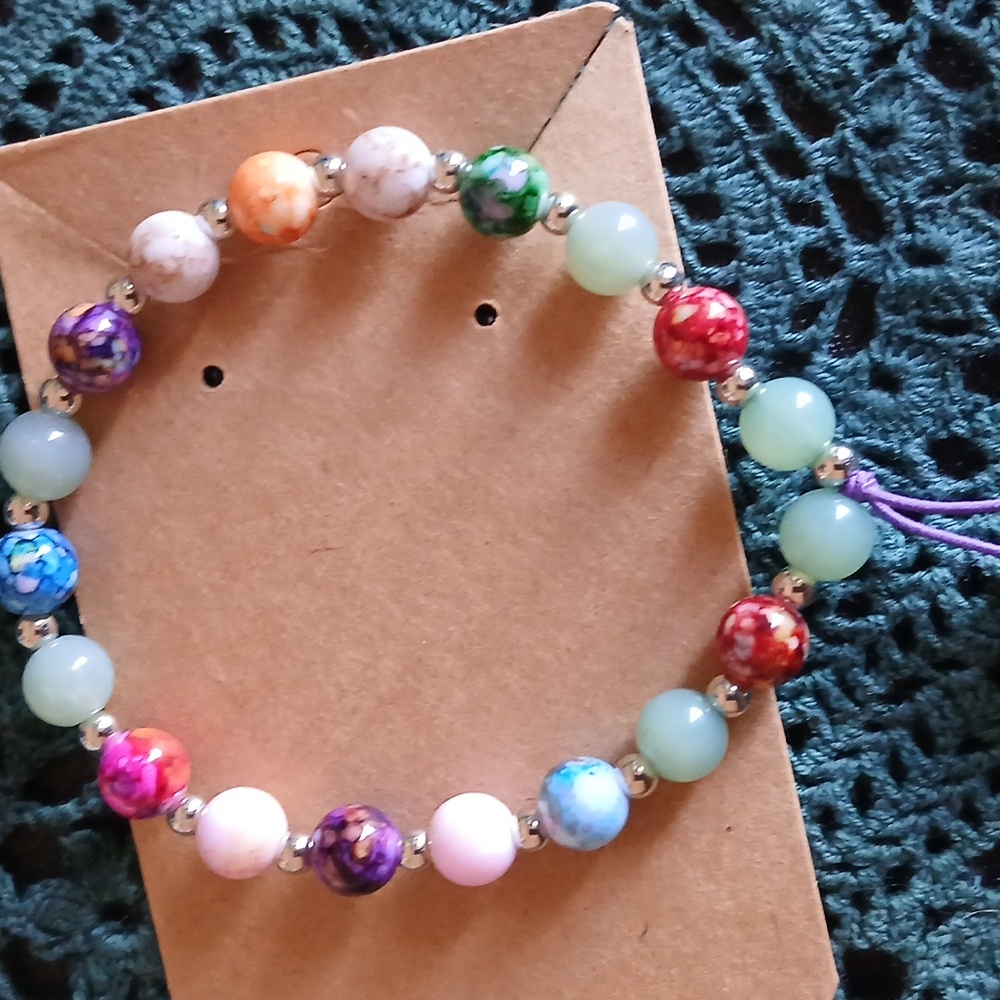 Iridescent Beaded Drop Earrings